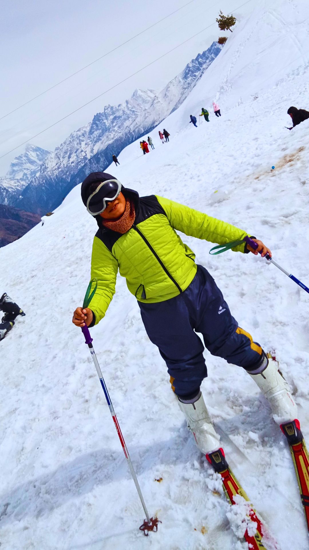 Skiing down the slopes of Auli, winters in Auli