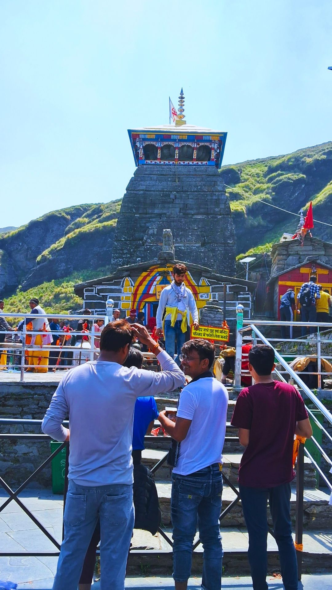 view of tungnath temple with himalayan peaks