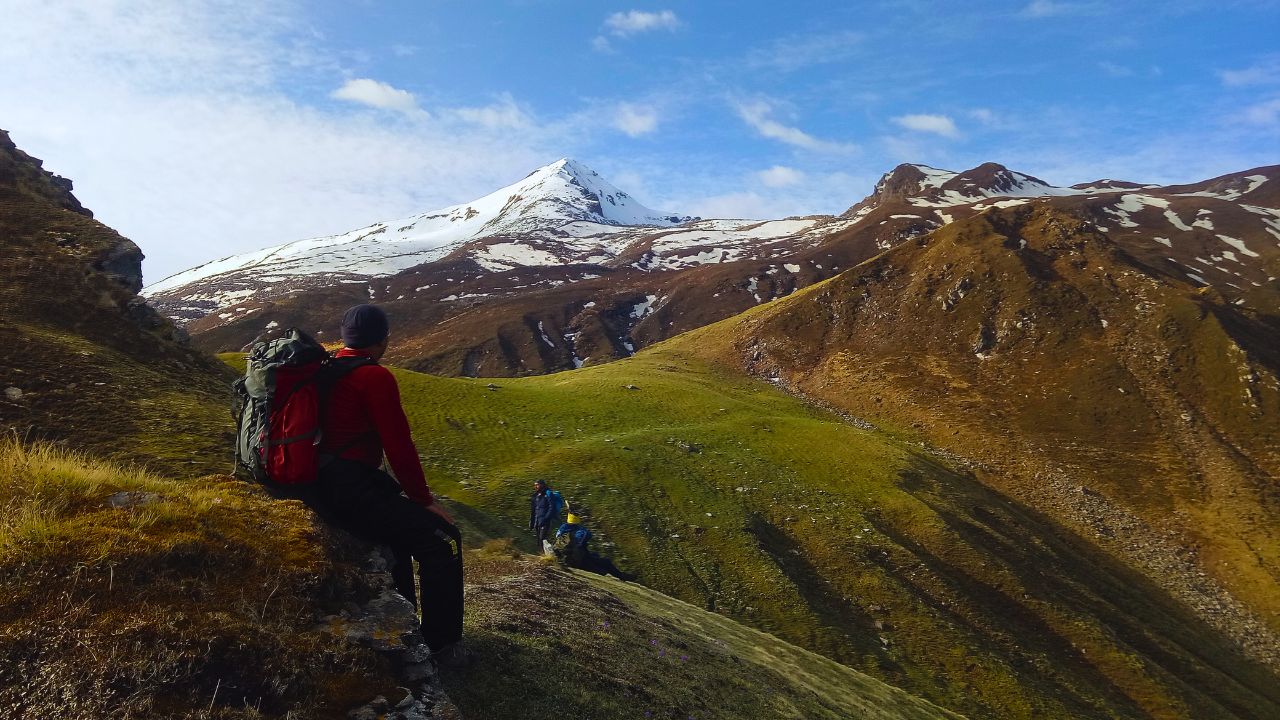 The snow covered majestic peak Pangarchula